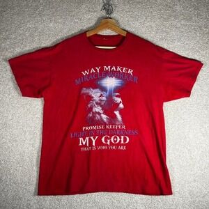 Y2K Jesus Christian religious red graphic tee shirt tshirt Size XL